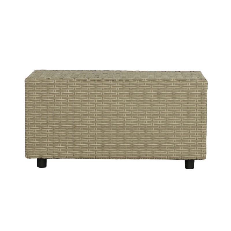 Woven Resin Wicker Outdoor End Table - 35" - Brown