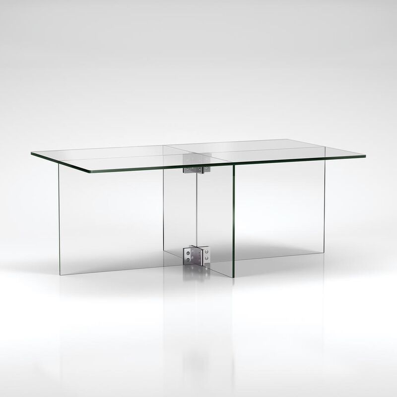 Hudson&Canal Gehry 24'' Wide Rectangular Coffee Table in Clear Glass