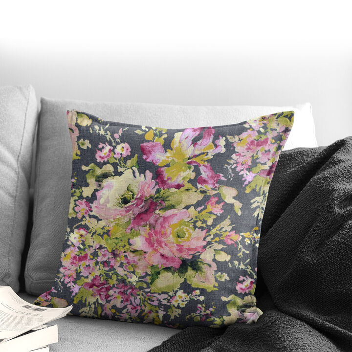 6ix Tailors Fine Linens Athena Linen Charcoal Decorative Throw Pillows