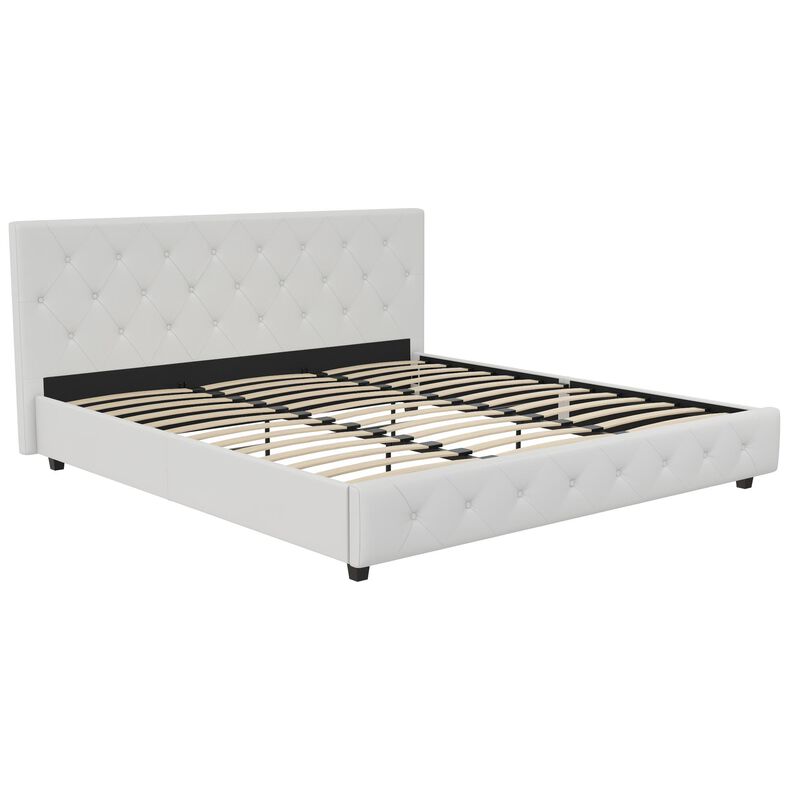 Atwater Living Dana Upholstered Bed, Queen, White Faux Leather
