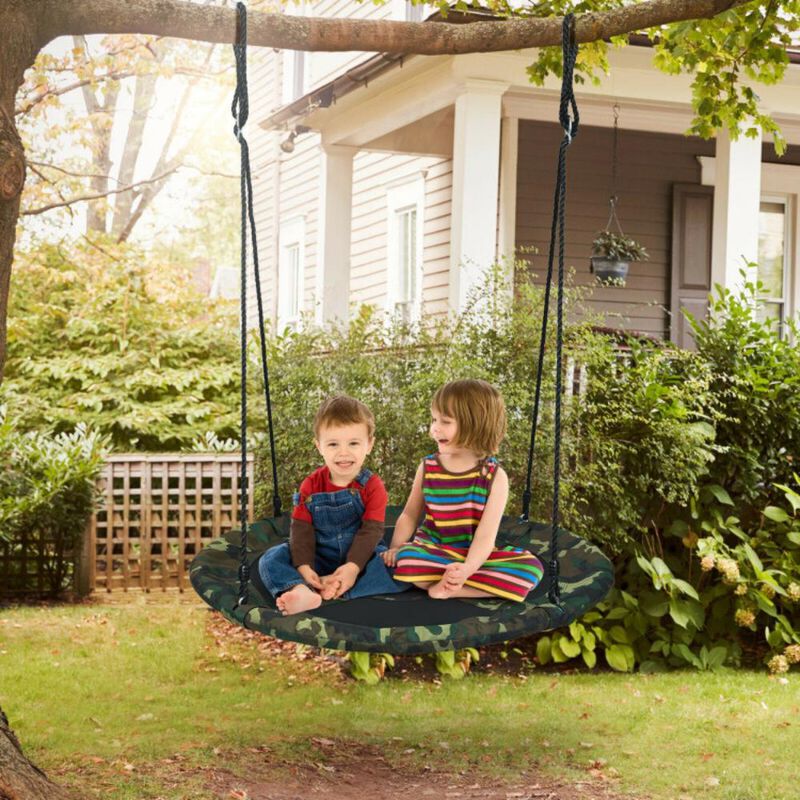 Hivvago 40 Inch Flying Saucer Tree Swing Outdoor Play Set with Adjustable Ropes Gift for Kids