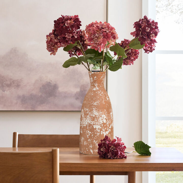 LuxenHome Rustic Brown Round Stoneware Vase