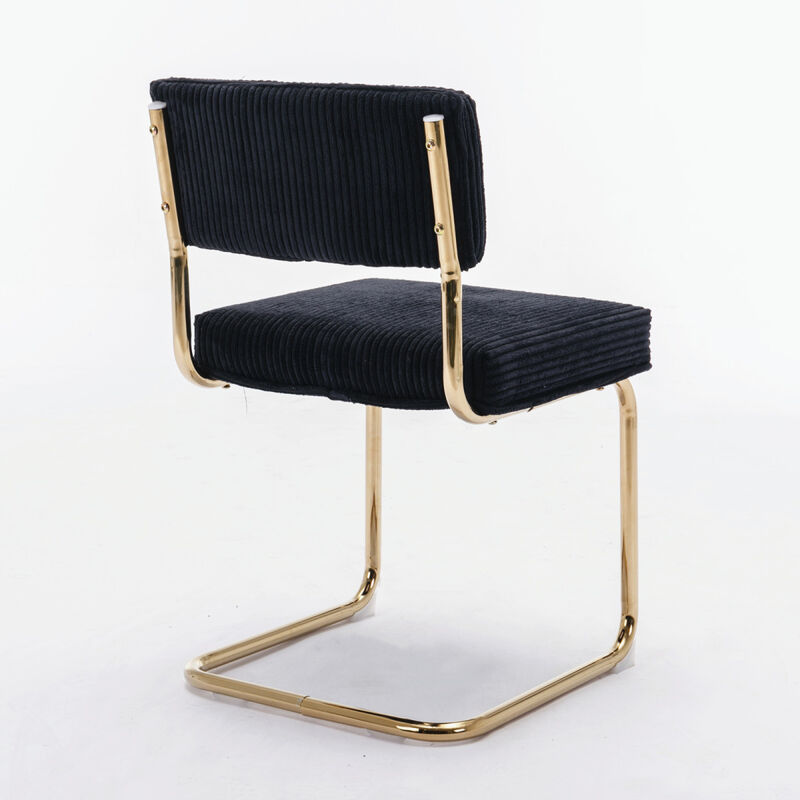 2 Modern Black Corduroy Dining Chairs