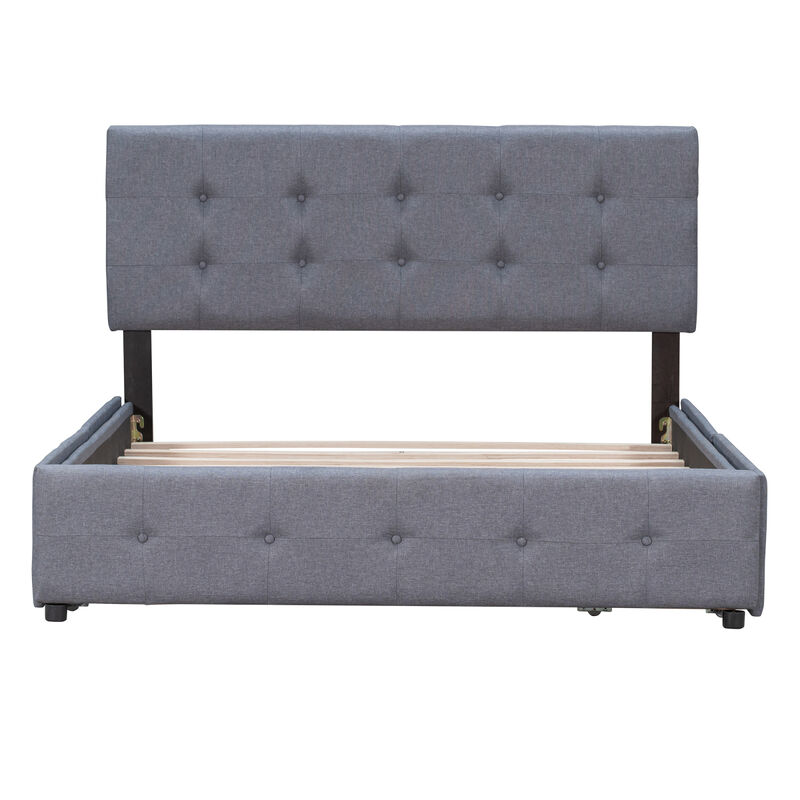 Streamdale Linen Platform Bed with Headboard & 4 Drawers