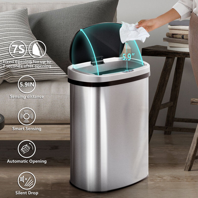 13 Gallon Stainless Steel Oval Kitchen Trash Can