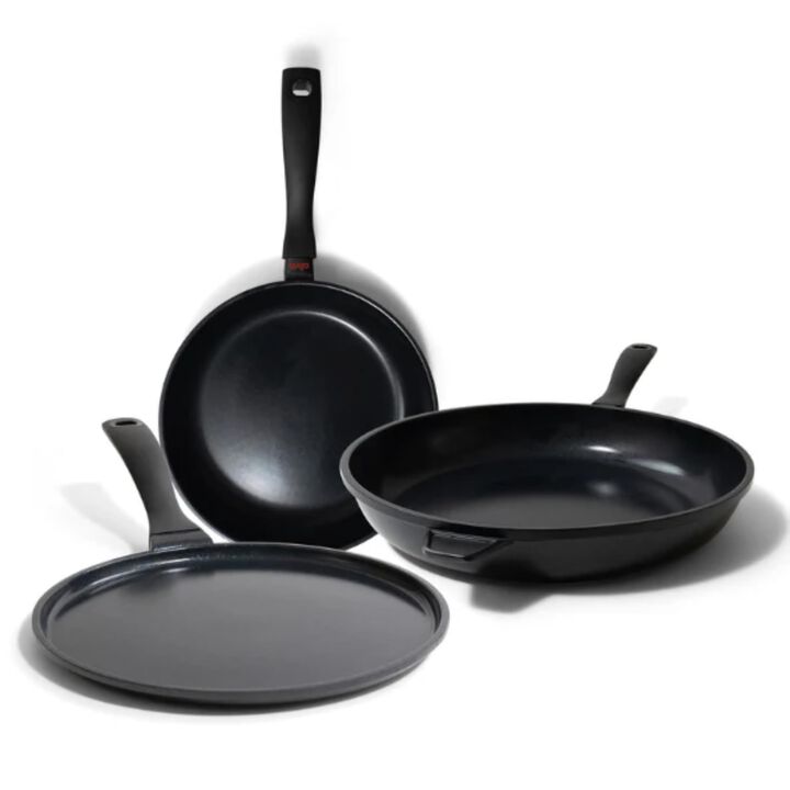 Alva Energy 3 Pieces Frying Pan Set Nonstick Ceramic Pans with Even Heat Distribution, Ergonomic Handles, Easy Cleanup, Ideal for Everyday Cooking and Meal Preparations, Non Toxic PFAS/PFOA/PTFE Free