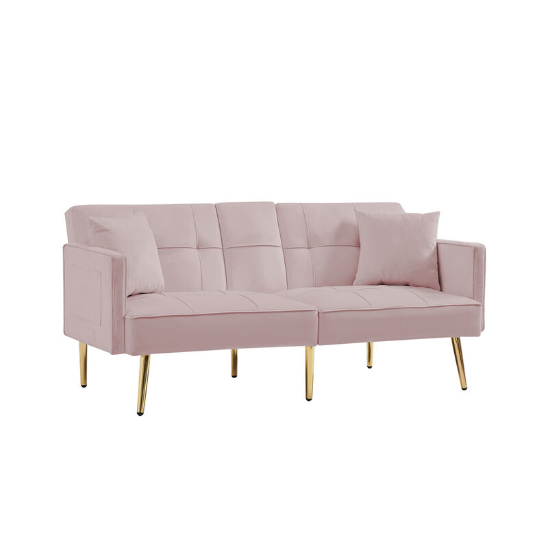PINK VELVET SOFA BED