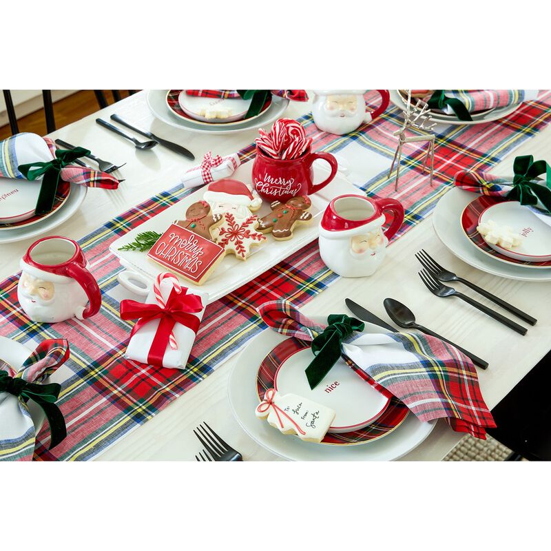 Solino Home 100% Pure Linen Dinner Napkins 20 x 20 Inch Set of 4 | Stewart Plaid for Thanksgiving, Christmas
