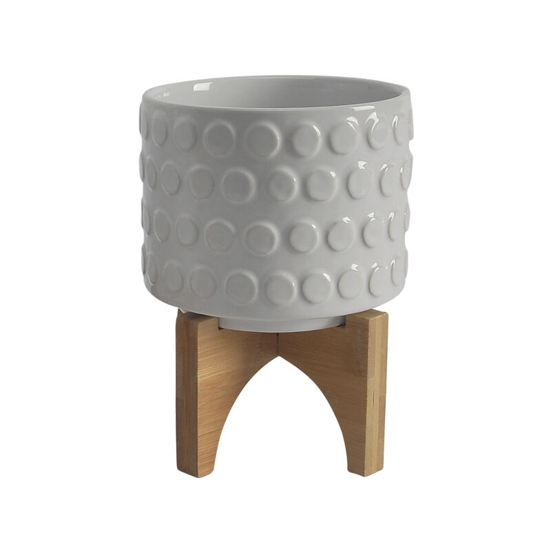 Planter On Wooden Stand, White Set