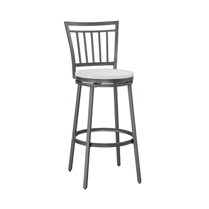 Stockton 25" Metal Swivel Stool - Slate Grey - White Oak Seat