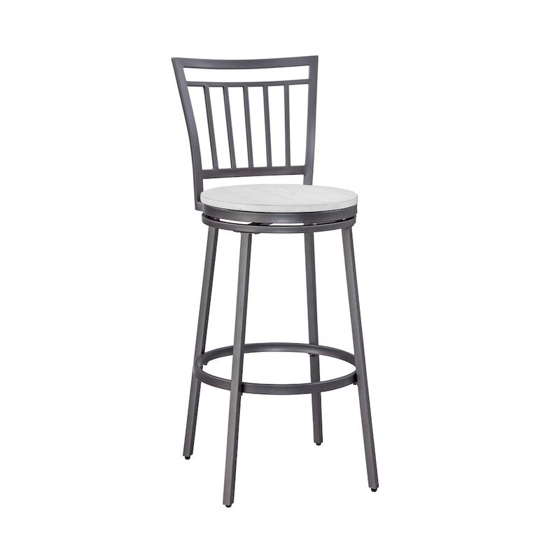 Stockton 25" Metal Swivel Stool - Slate Grey - White Oak Seat