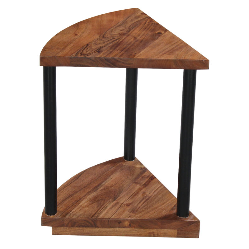 Jones 30-Inch Round Coffee Table, Handcrafted Natural Brown Acacia Wood, 3 Piece Split Design - Benzara