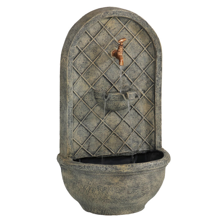 Sunnydaze Messina Polystone Outdoor Wall Fountain