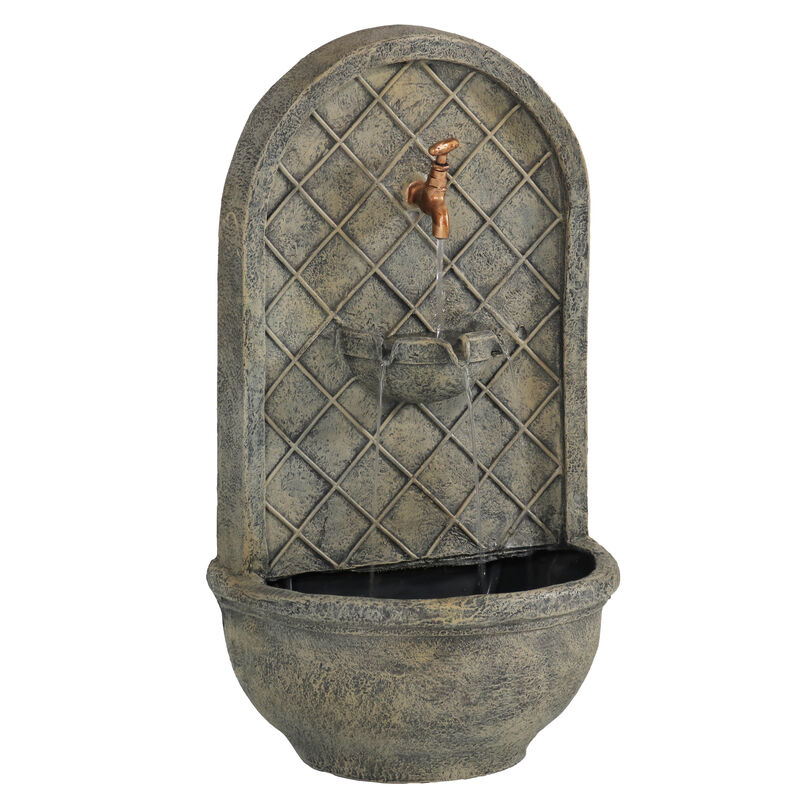 Sunnydaze Messina Polystone Outdoor Wall Fountain
