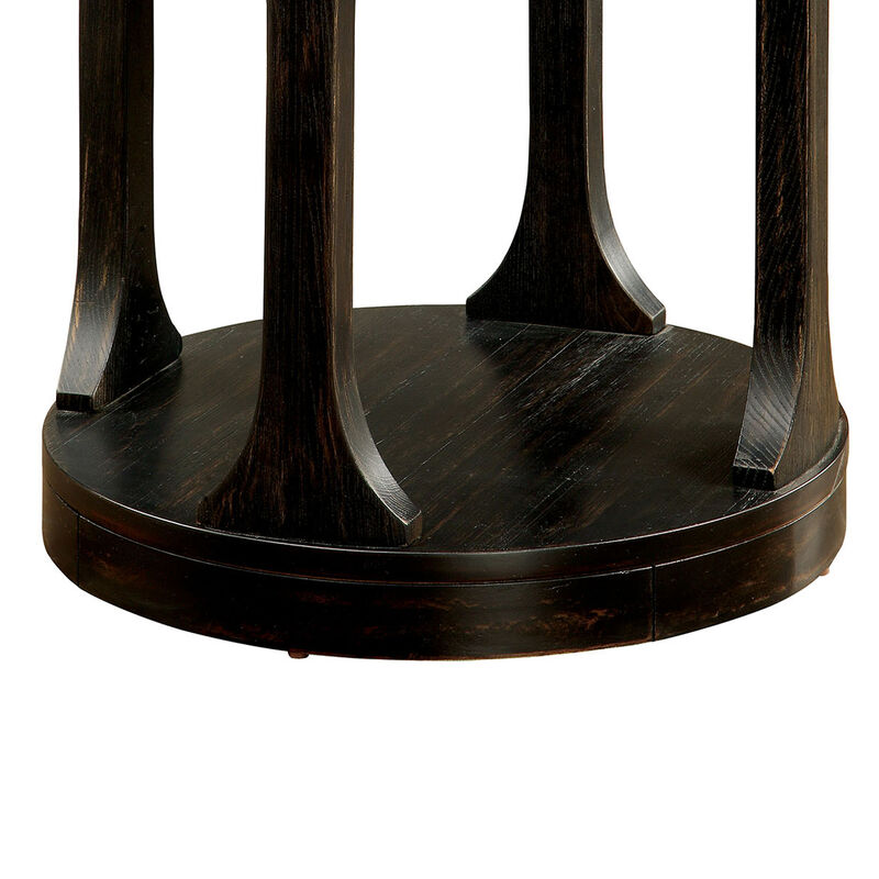 Carrie Transitional End Table, Antique Black-Benzara
