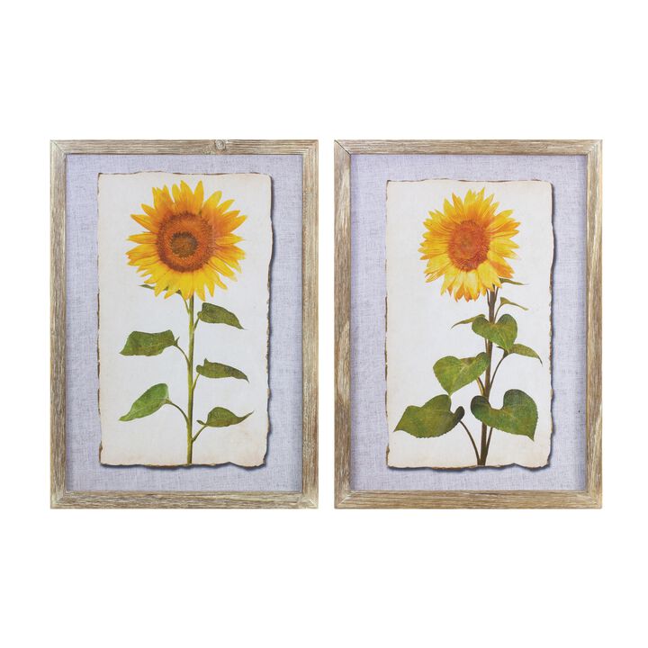 Sunflower Print Bright Decorative Wall Art for Home or Garden Decor (Set of 2)