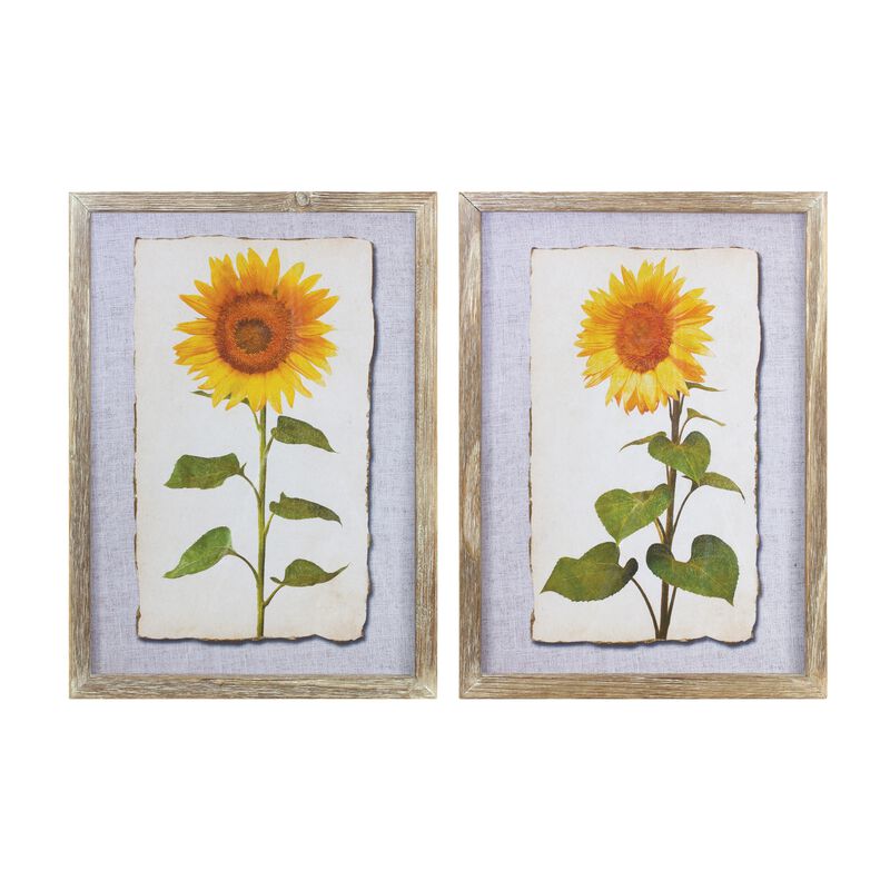 Sunflower Print Bright Decorative Wall Art for Home or Garden Decor (Set of 2)
