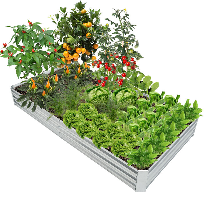 Metal Galvanized Raised Garden Bed with Open-Ended Base
