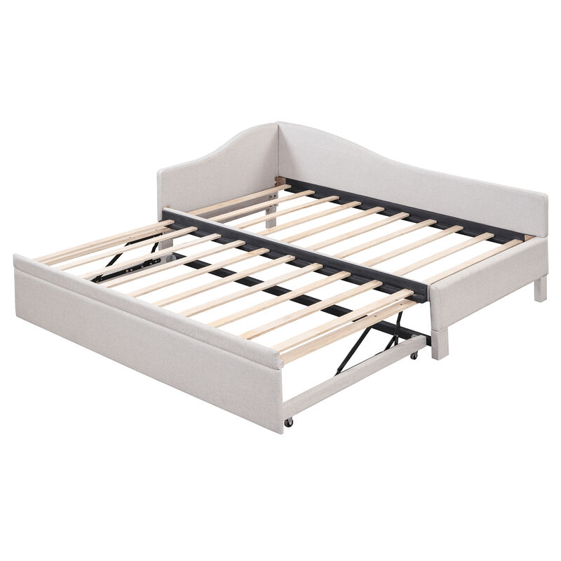 Merax Upholstered L-Shaped Daybed with Pop Up Trundle