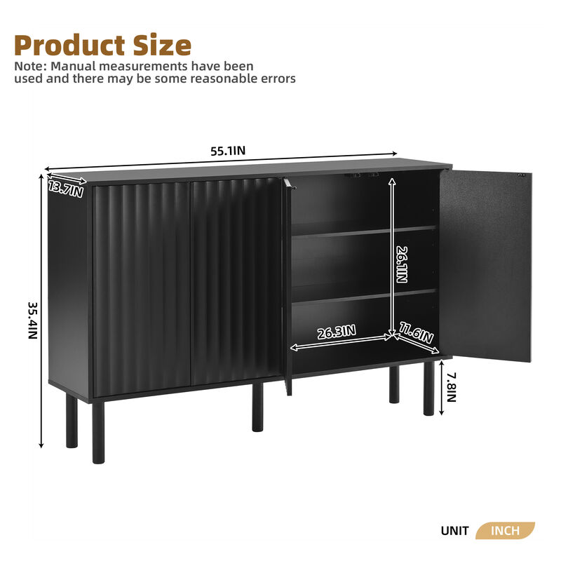 Merax Minimalist Shoe Cabinet  with Fluted Doors