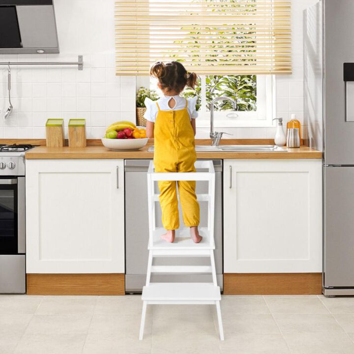 Hivvago 2-in-1 Multifunctional Toddler Step Stool with Safety Rail