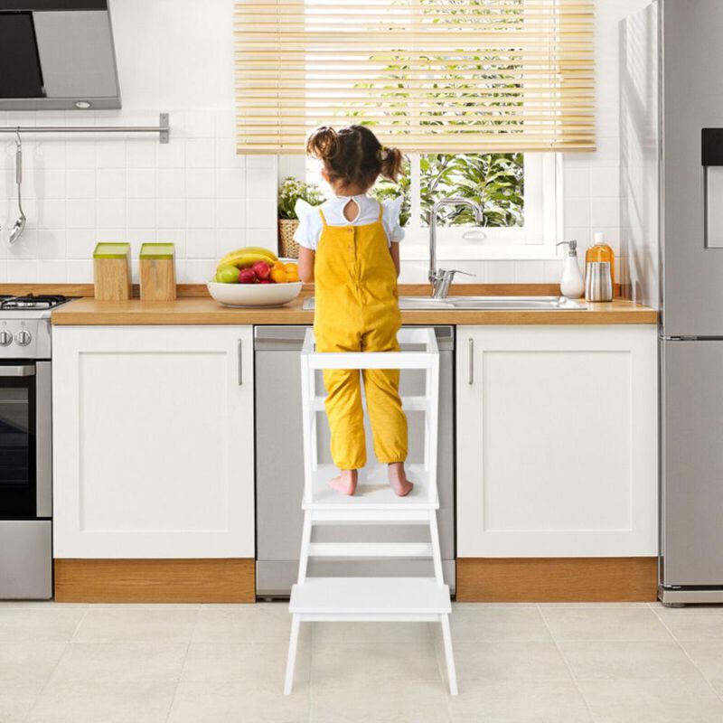Hivvago 2-in-1 Multifunctional Toddler Step Stool with Safety Rail