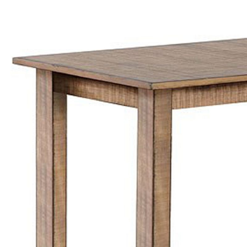 Rena Counter Table, 48 Inch Rectangular Beige Pebble Mahogany Wood - Benzara