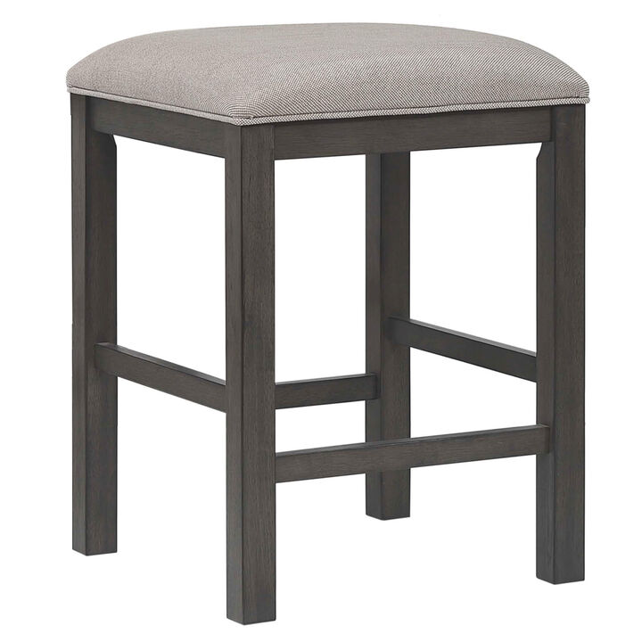 Shades of Gray 24 in. Gray Contemporary Backless Wood Frame Bar Stool with Upholstered Seat