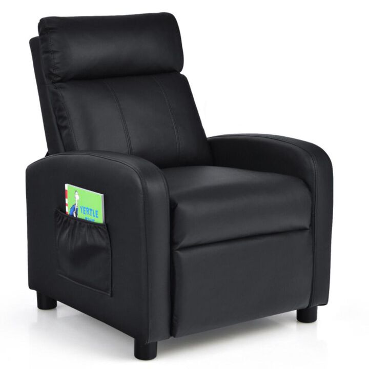 Hivvago Ergonomic PU Leather Kids Recliner Lounge Sofa for 3-12 Age Group