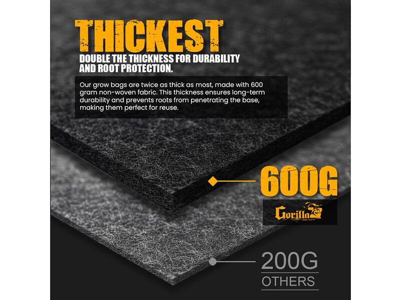 Gorilla Grow Tent 1 Gallon Grow Bags, Toughest Reusable Fabric Pots
