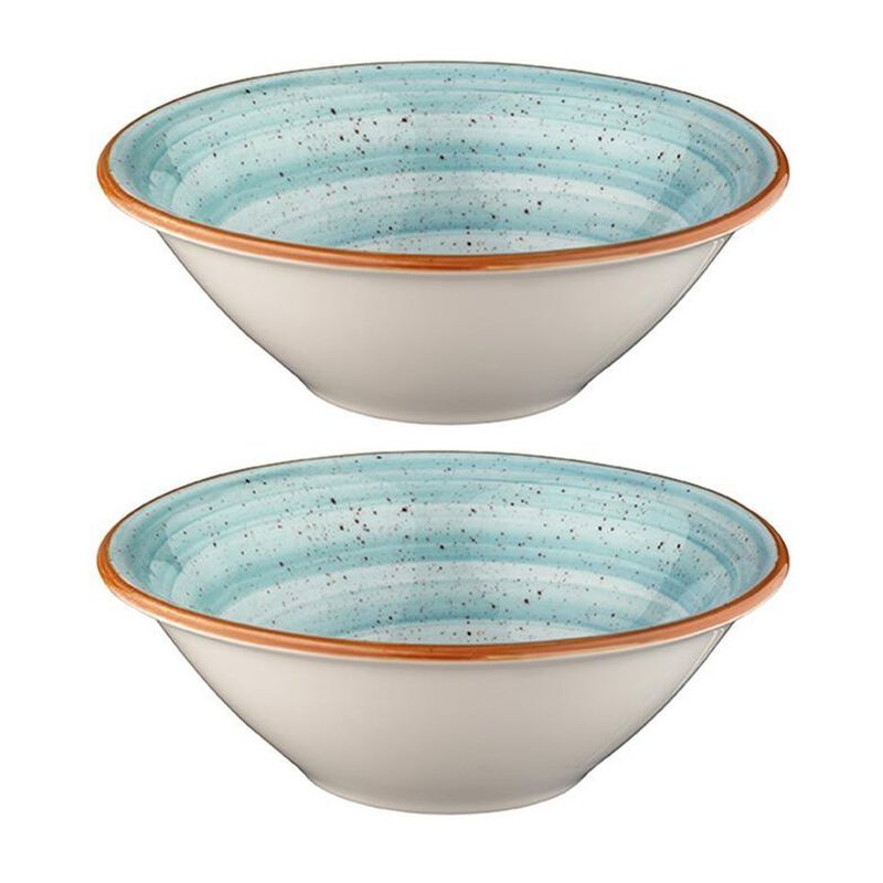 Aqua dia.8" h:2.5" 30 oz. Round Blue Porcelain Bowl (Set of 2)