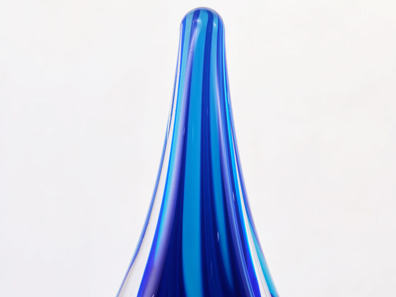 Hand Blown Swirl Wave Tear Drop Sommerso Art Glass Sculpture