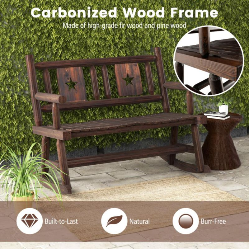 Hivvago Patio Rocking Bench Double Rocker Chair with Ergonomic Seat 2-Person Loveseat