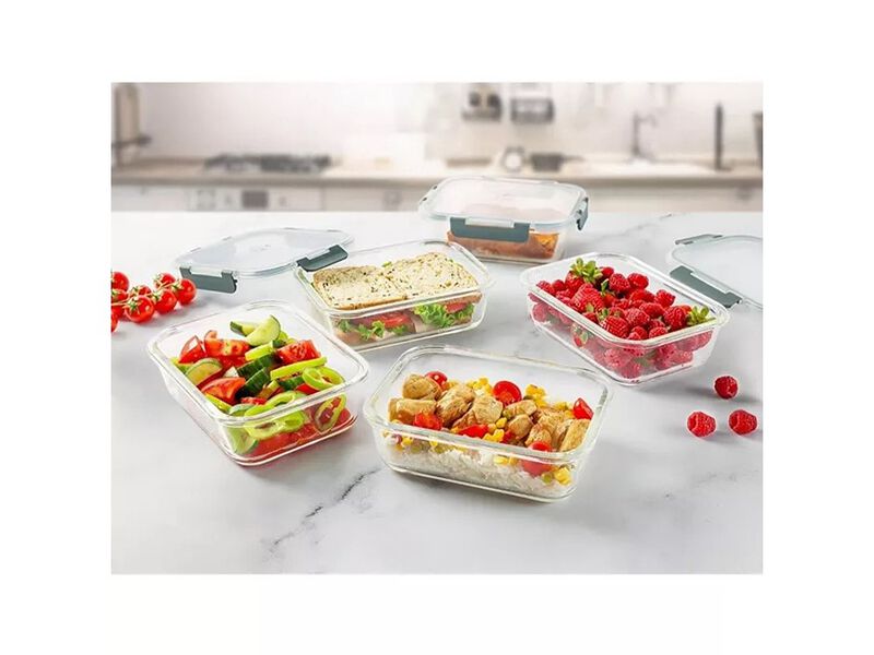Zulay Kitchen 5-Piece Borosilicate Glass Clear Food Storage Containers