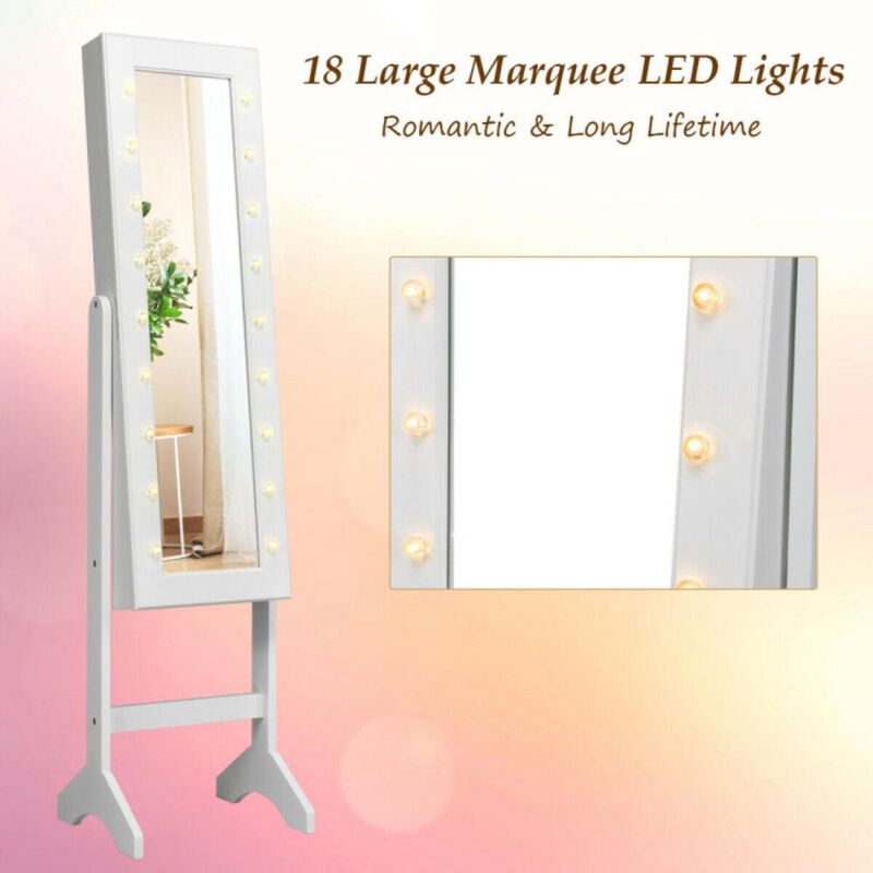 Hivvago Mirrored Jewelry Cabinet Armoire Organizer w/ LED lights