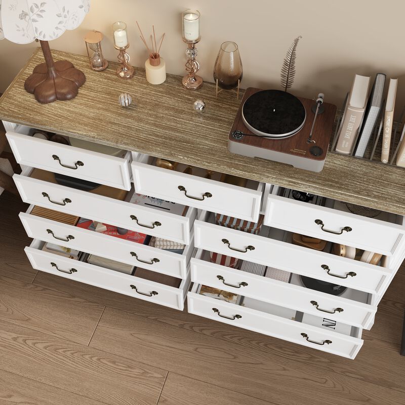 FUFU&GAGA Modern 9-Drawer Dresser with Spacious Storage for Bedroom & Living Room, (59" W x 33" H x 15.9" D), White