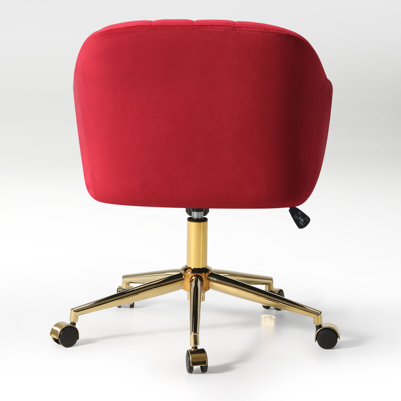 WestinTrends Upholstered Velvet Swivel Vanity Office Chair With Wheels