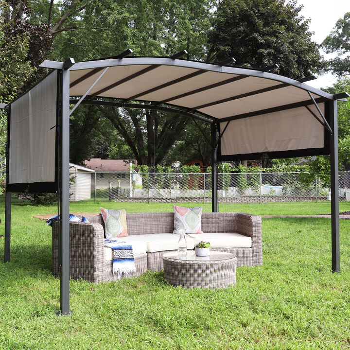 Sunnydaze 9 ft x 12 ft Polyester Retractable Pergola Canopy Shade