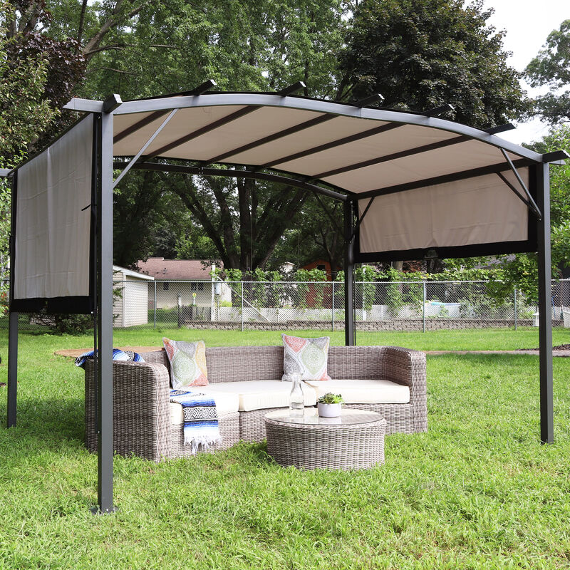 Sunnydaze 9 ft x 12 ft Polyester Retractable Pergola Canopy Shade