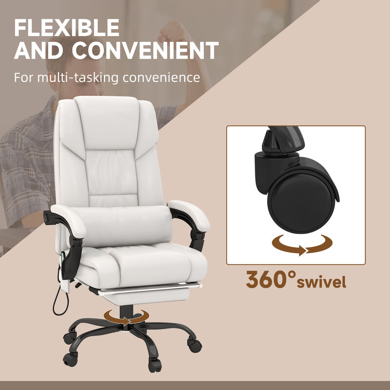 Massaging Office Chair w/ Reclining Function 5 Wheels and High Back Support