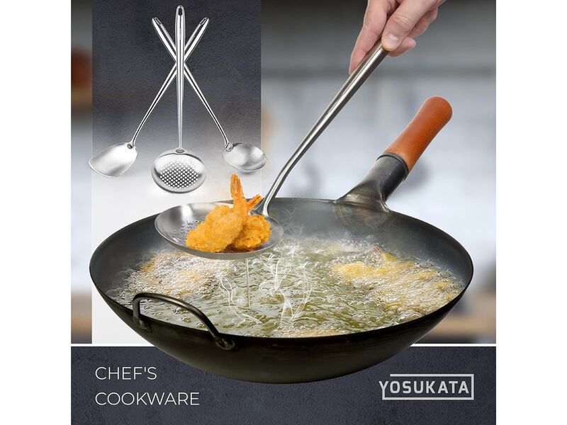 Yosukata 17" Wok Spatula and Ladle Skimmer Spoon