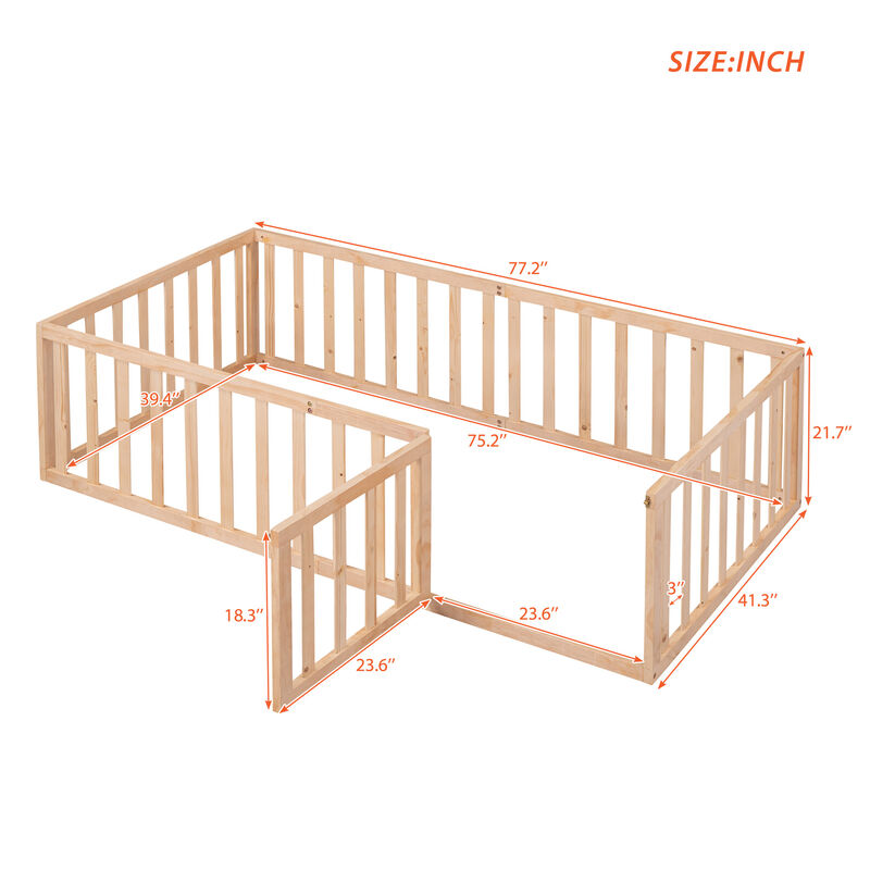 Merax Wood  Daybed Frame with Fence