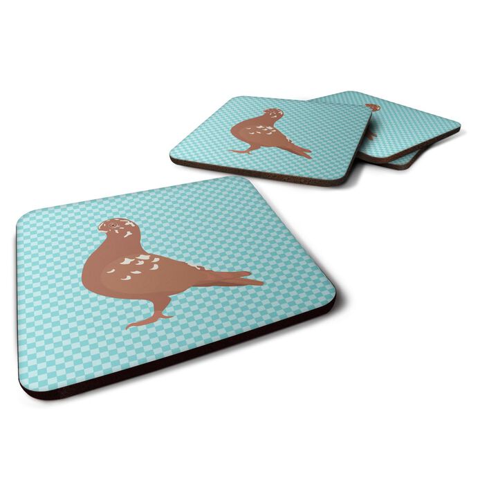 Caroline's Treasures African Owl Pigeon Blue Check Decorative Coasters, 3.5, Multicolor