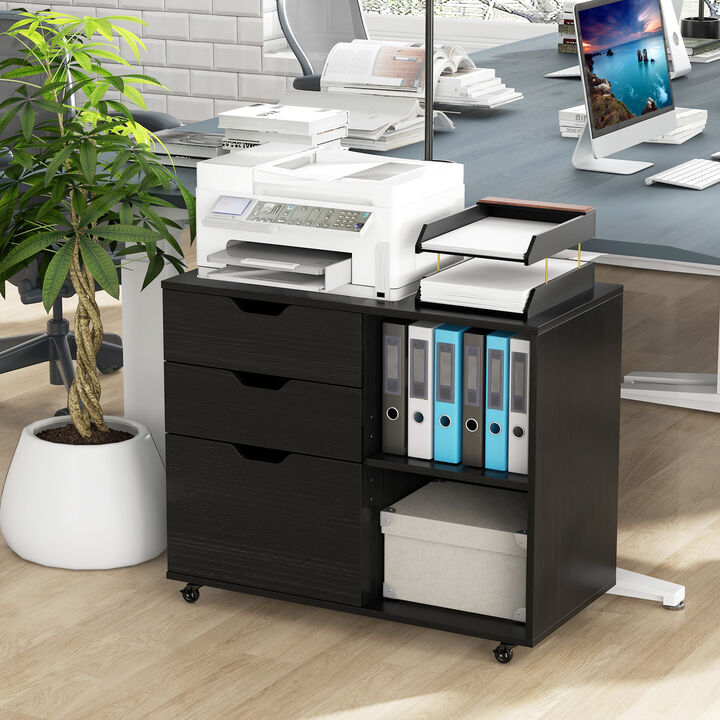3-Drawer File Cabinet with Adjustable Shelf and Wheels for Letter