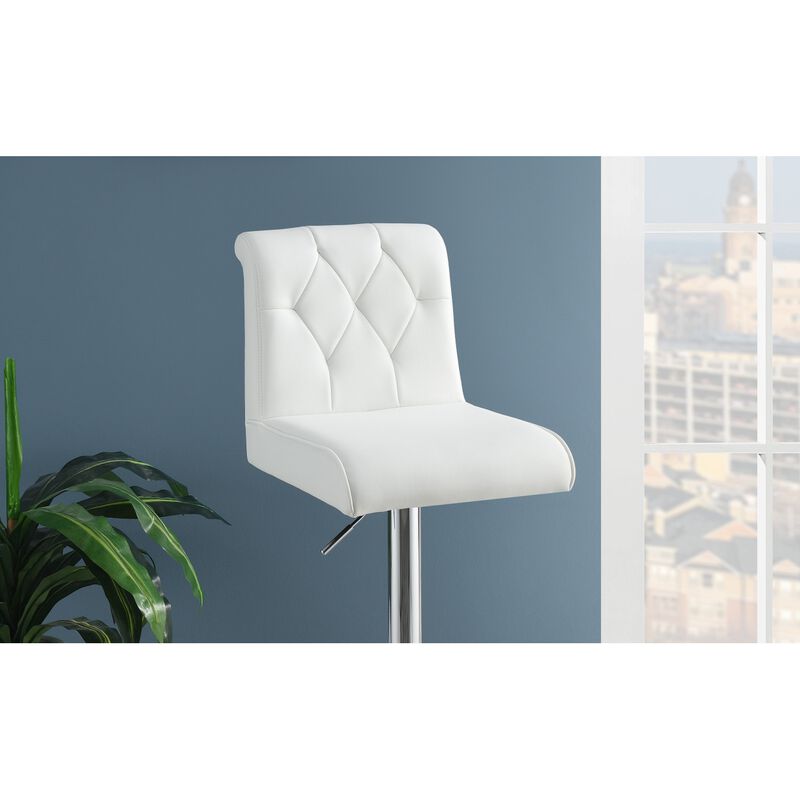 Modern White Faux Leather Barstool Set-2