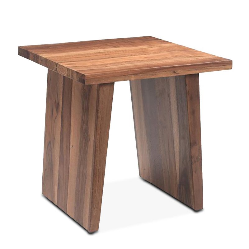 World Interiors Madrid Modern Natural Teak Wood Side Table