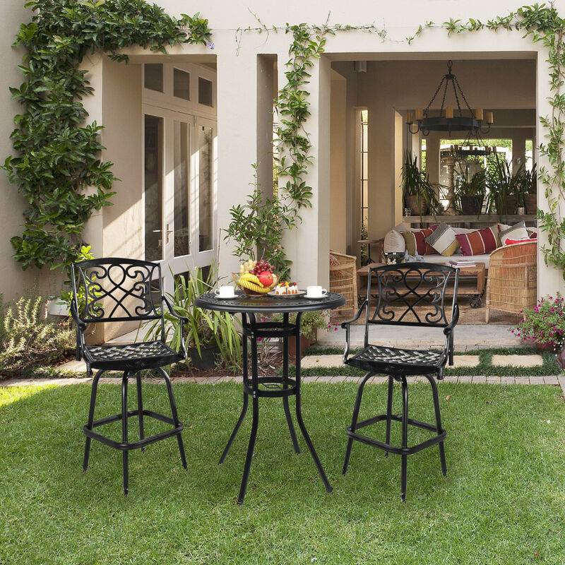 Outdoor Patio Round Bar Table Weather-Resistant High Bistro Table for Garden & Deck