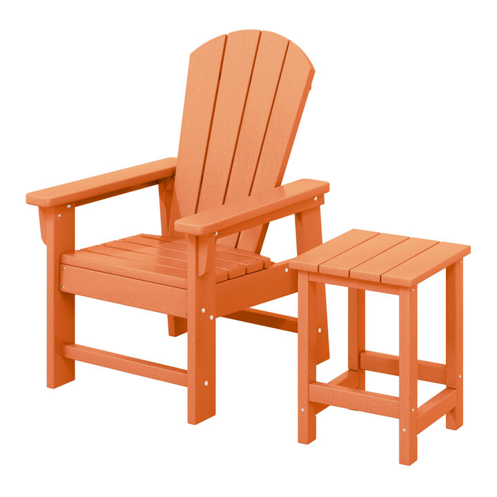 WestinTrends 2-Piece Kids Outdoor HDPE Adirondack Chair With Square Side Table Set