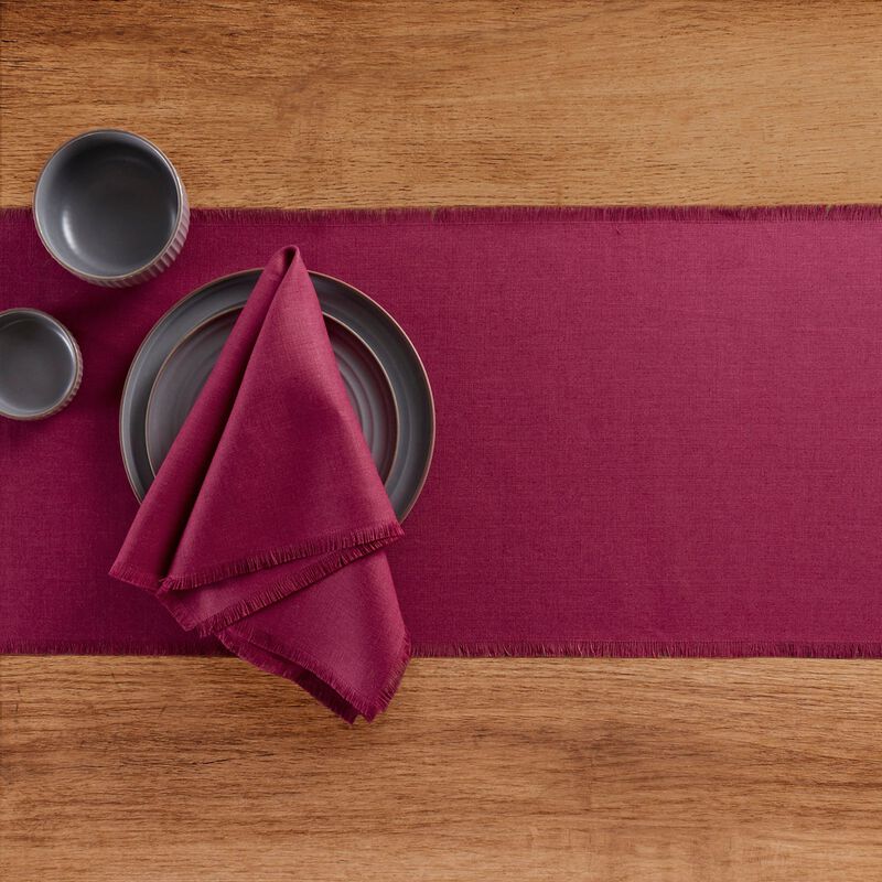 Solino Home 100% Pure Linen Table Runner 14 x 120 Inch | Fringe