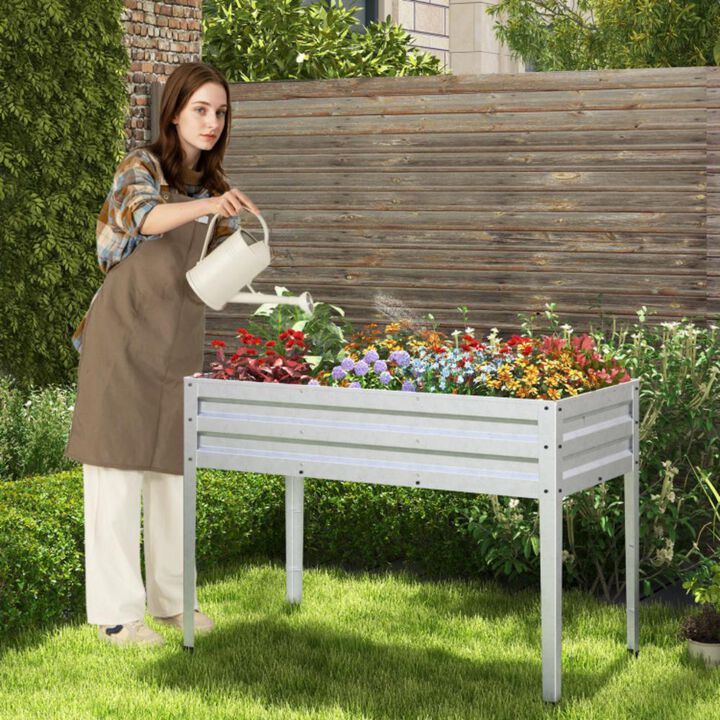 Hivvago Galvanized Raised Garden Bed Elevated Planter Box with Legs and Drainage Hole